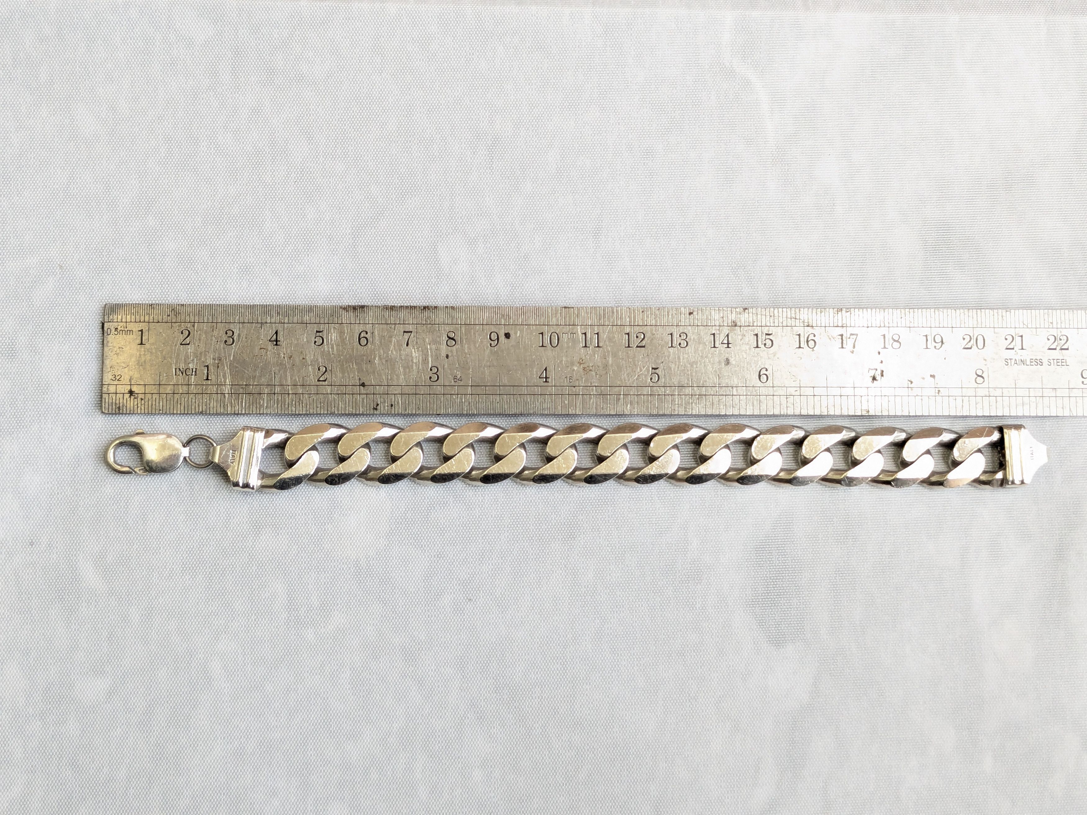 Jewelry Vintage Sterling Silver Cuban Bracelet Link Chain 8.5" Size ONE SIZE - 12 Thumbnail