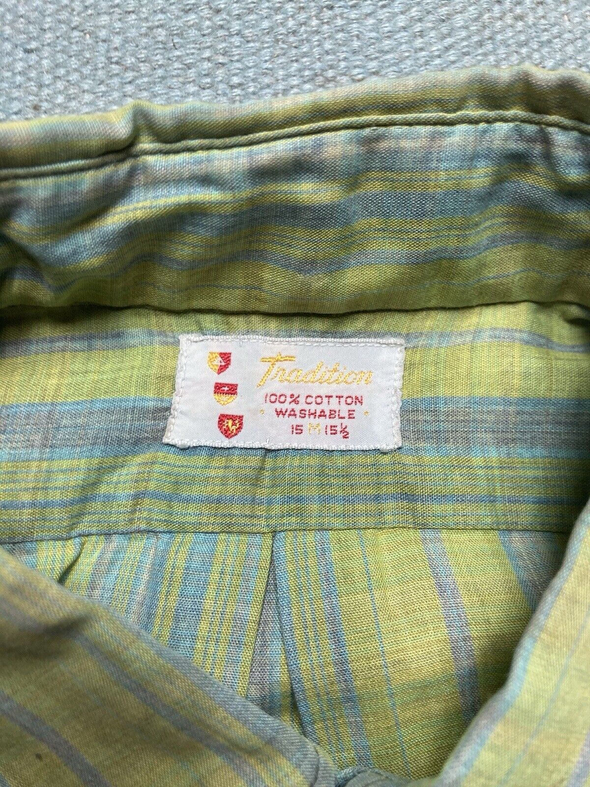 Vintage VTG 60s button shirt striped lightweight cotton medium Size US M / EU 48-50 / 2 - 6 Thumbnail