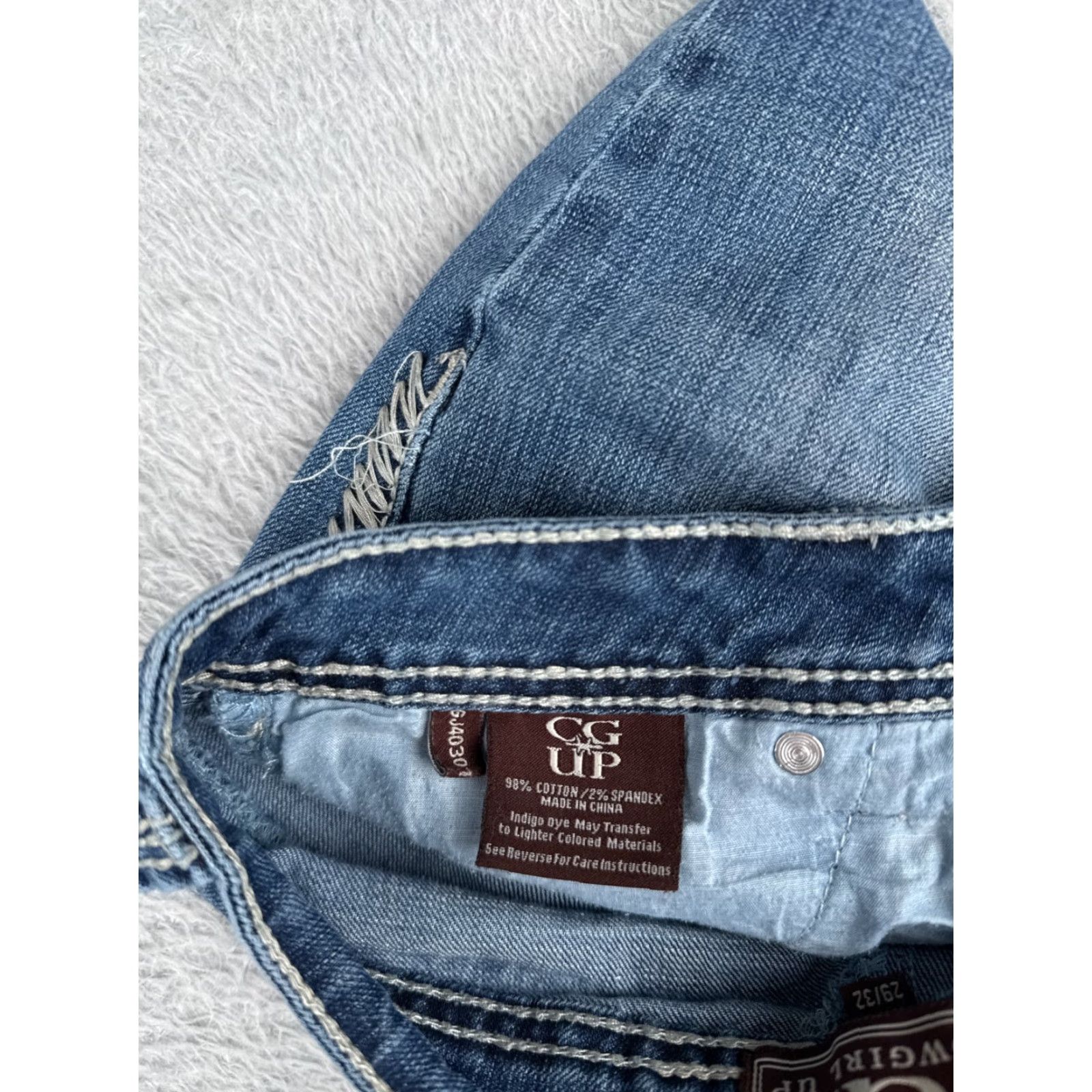 Denime Cowgirl Up Jeans Women Bootcut 29x30 Blue Denim Distressed 5-Pocket Regular Low Rise Jeans Mens Womens Girls Size 29" - 7 Thumbnail