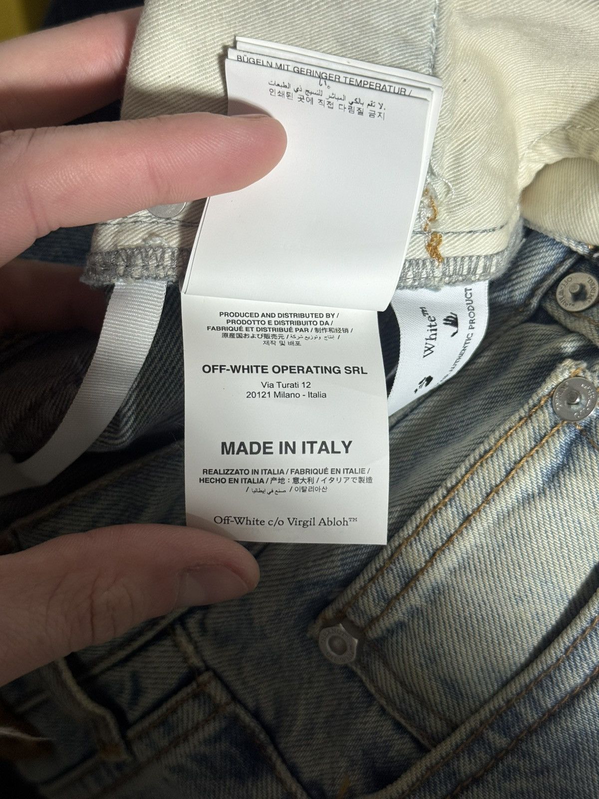 Off-White Off White Diagonal Print Washed Denim Jeans Size US 32 / EU 48 - 10 Thumbnail