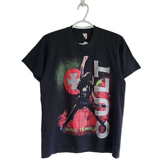 image of Band Tees x Rock T Shirt Vintage 1989 The Cult Sonic Temple Graphic Band Shirt Size M in Black