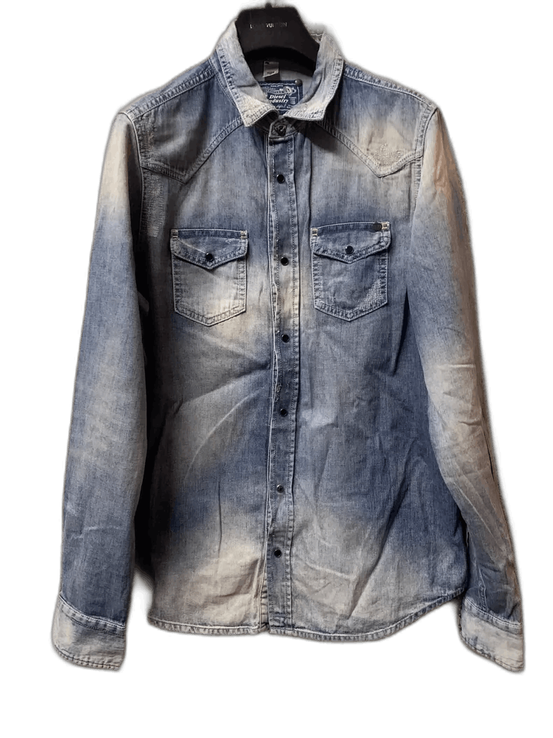 Diesel Diesel Men's Distressed Denim Shirt Size US L / EU 52-54 / 3 - 1 Thumbnail