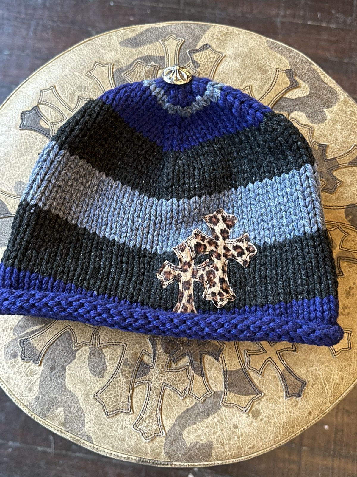 Chrome Hearts CHROME HEARTS BLACK & BLUE PATCH BEANIE Size ONE SIZE - 1 Thumbnail