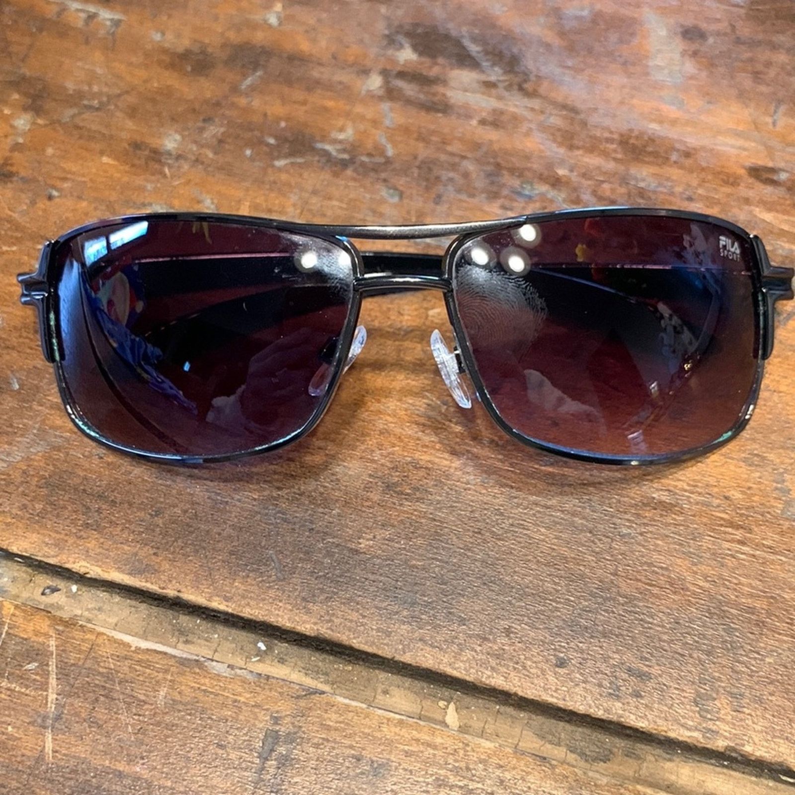 Fila FILA sport sunglasses black metal rectangular gray lenses Size ONE SIZE - 1 Thumbnail