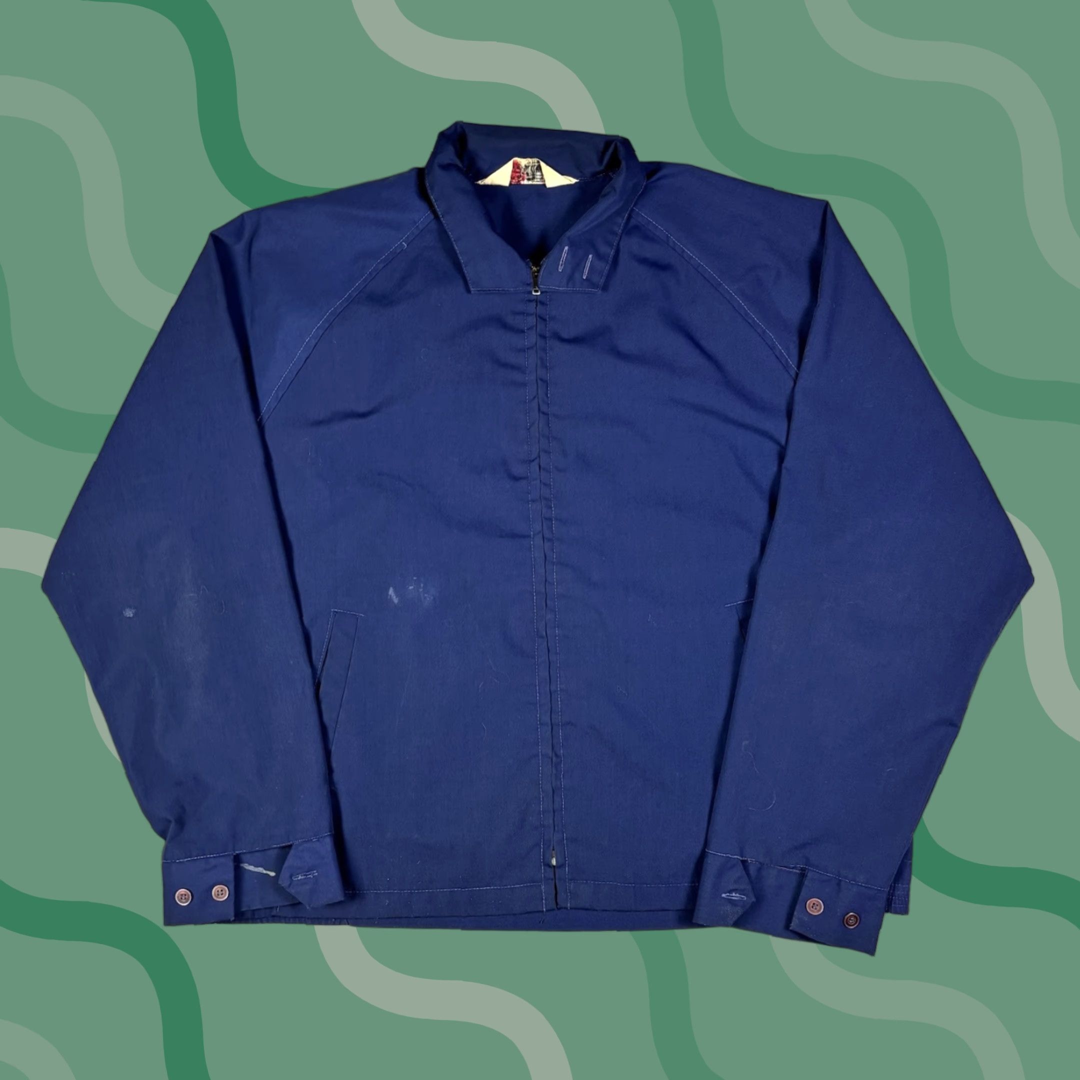 Vintage VINTAGE Cotton Blend Full Zip Bomber Jacket Mens XL Blue Workwear 80s USA Size US XL / EU 56 / 4 - 1 Thumbnail
