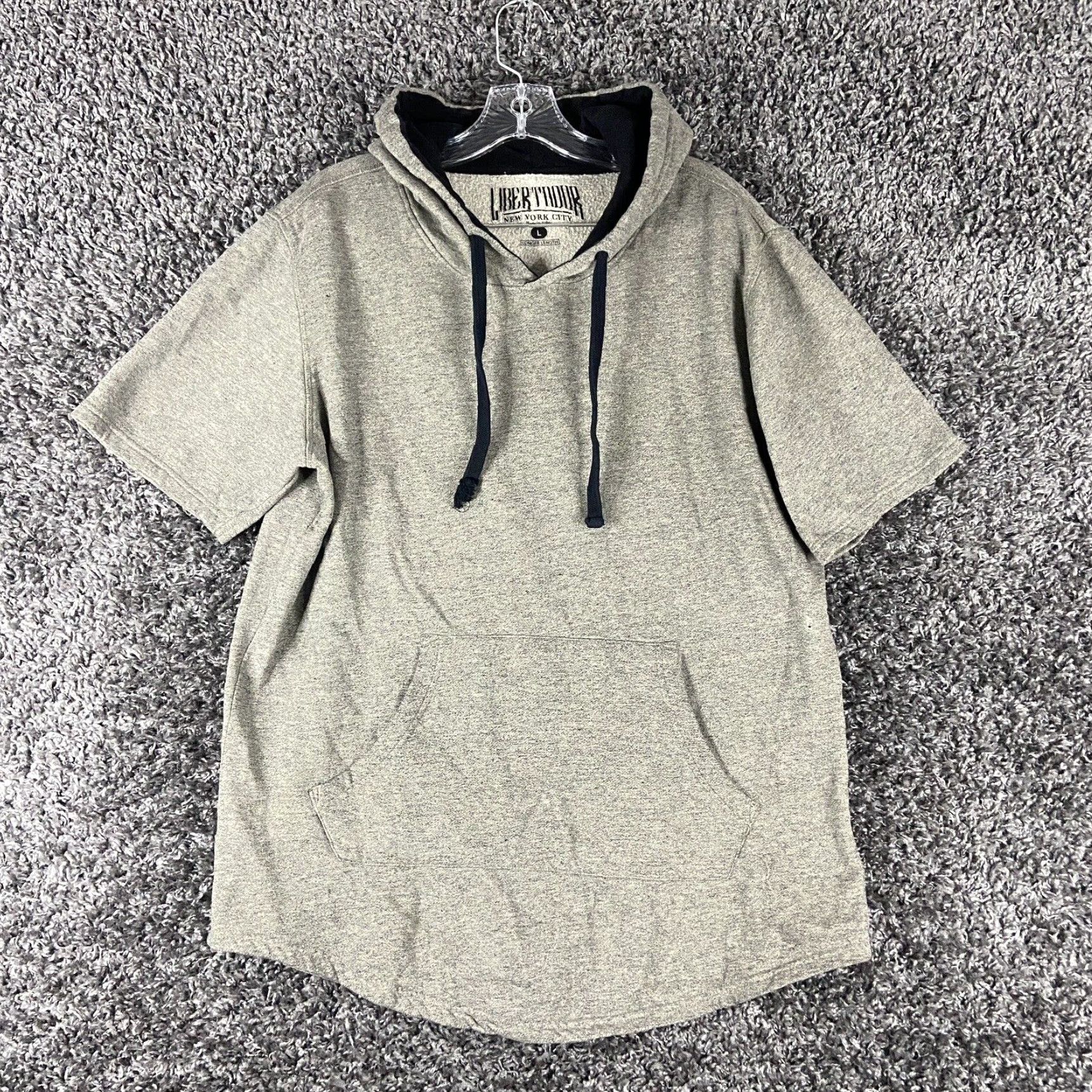 Vintage Liberthour New York City Hoodie Men's L Beige Distressed Pullover Size US 33 - 1 Thumbnail