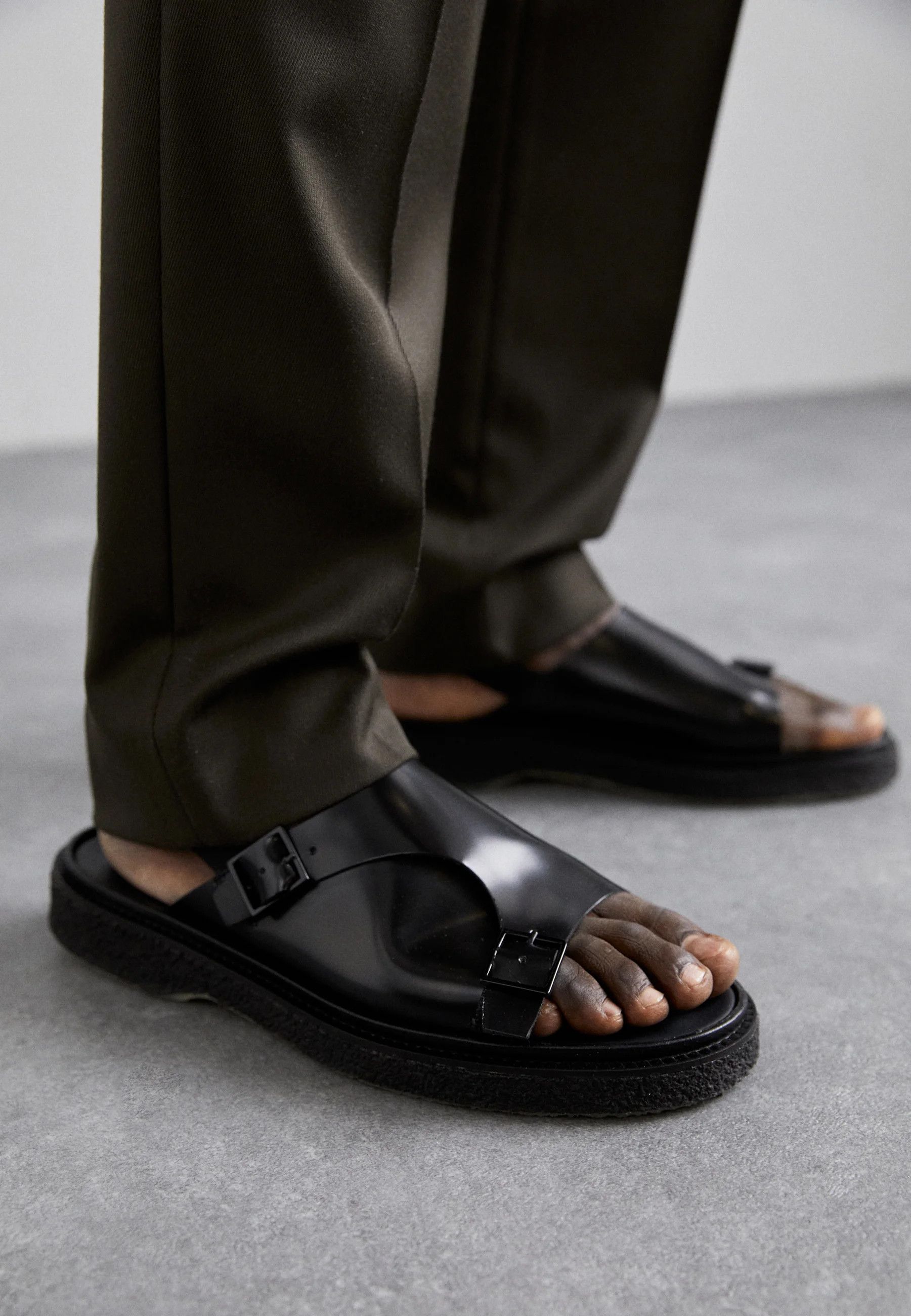 Adieu Paris Black Leather Sandal