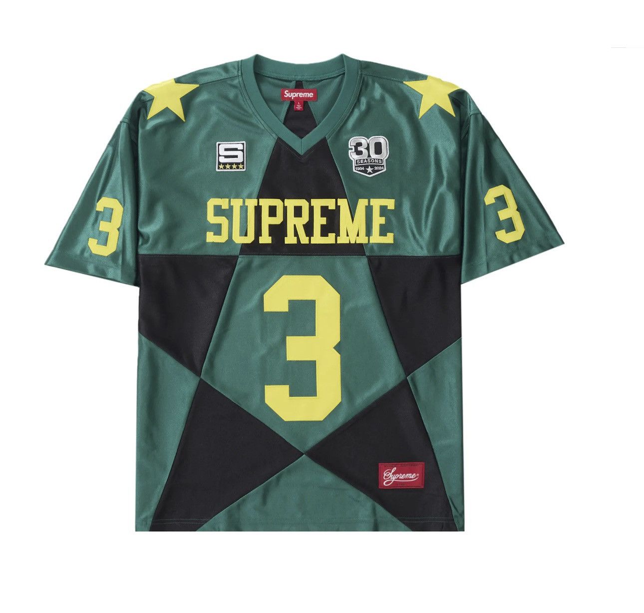 Supreme Supreme split S/S Football top (green) (S) | Grailed
