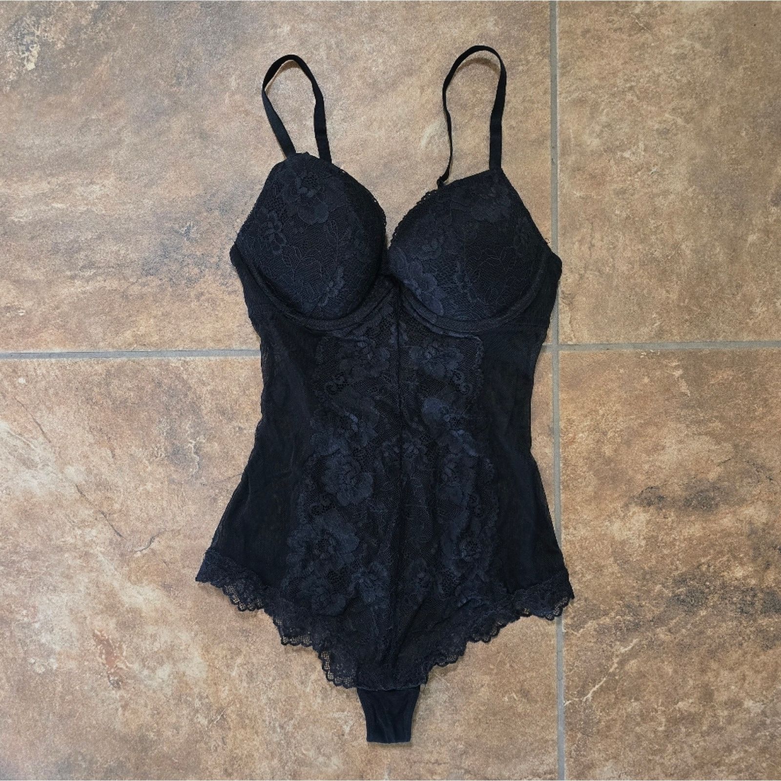 H&M Black | H&M | Lace Detailed Bodysuit Lingerie Size ONE SIZE - 1 Thumbnail