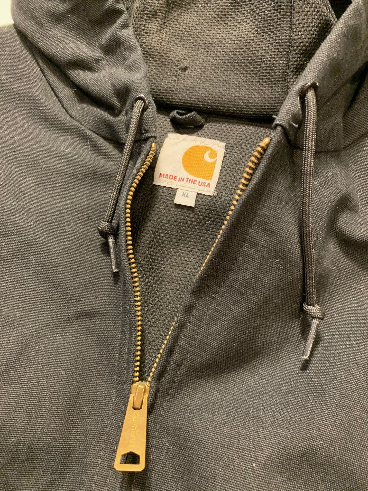 Carhartt J131 Black Made in USA Union Made Duck Canvas Jacket Hoodie Size US XL / EU 56 / 4 - 8 Thumbnail