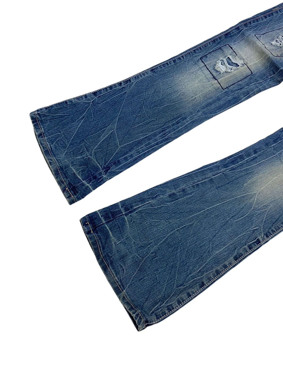 If Six Was Nine × Japanese Brand × Le Grande Bleu (L.G.B.) Flare Bongo Denim Japan Mud Washed Distress Emblishh Clawn Size US 31 - 4 Thumbnail