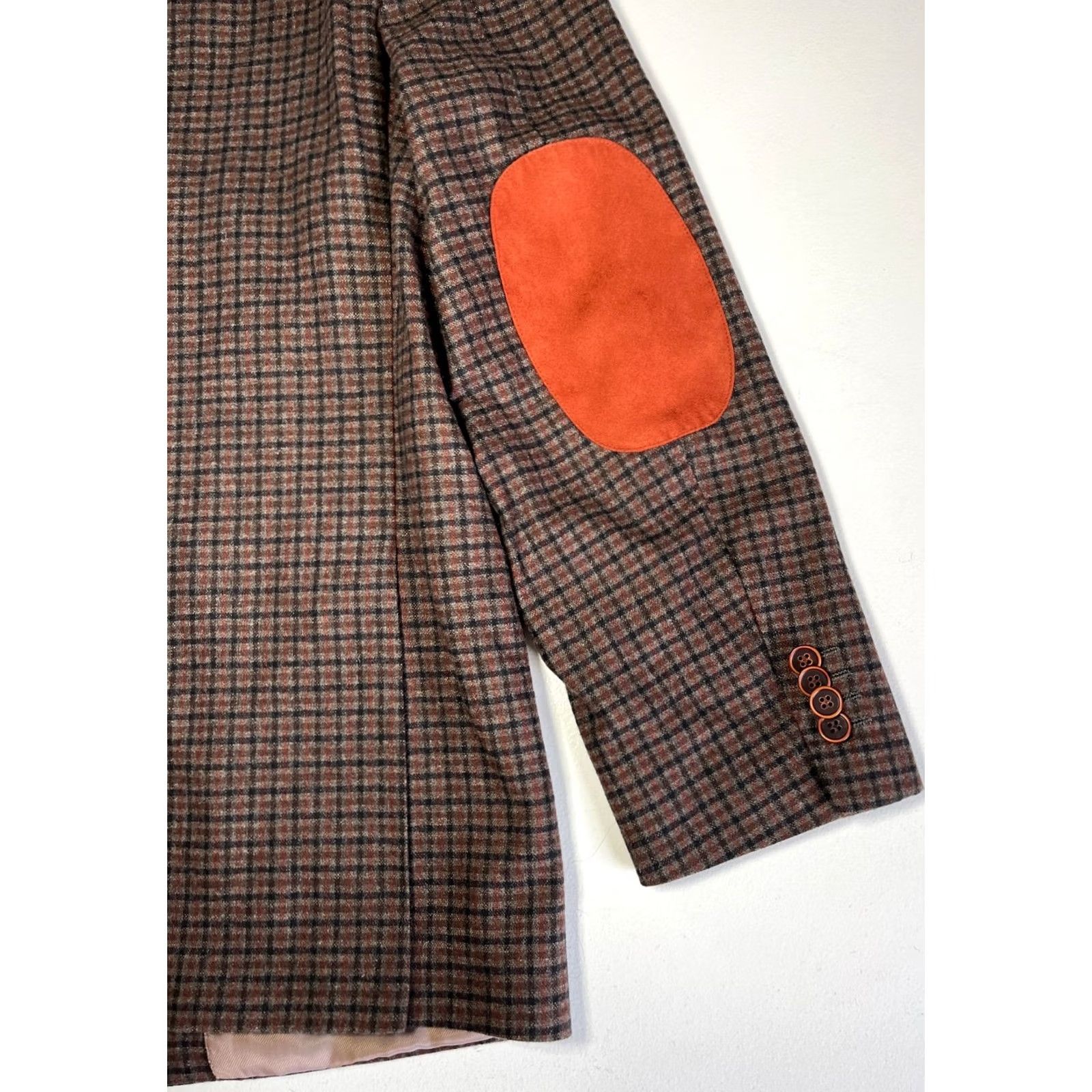 Vintage Sartoria Tosi Blazer Jacket Wool Blend Plaid Elbow Patches Made in Italy Sz 40 R Brown Men’s Size 40R - 6 Thumbnail
