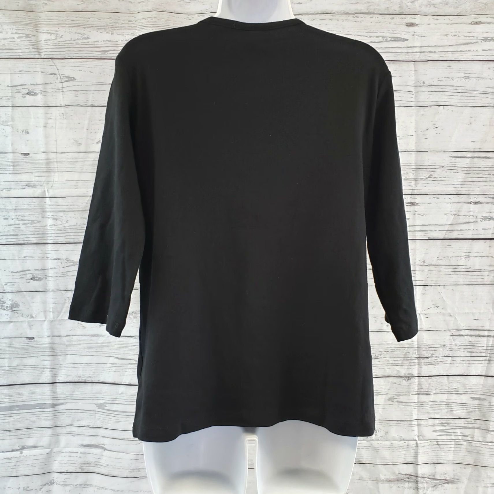 Vintage Christopher & Banks Womens Button-Front Knit Top Black Size M 3/4 Sleeve Bow Rhinestones Shirt Size M / US 6-8 / IT 42-44 - 2 Thumbnail