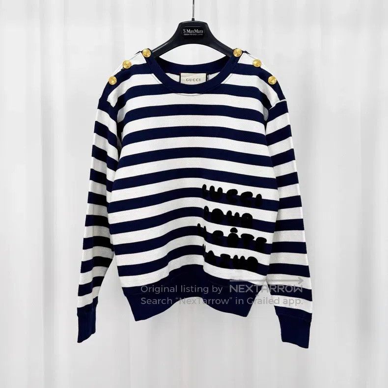 Gucci Gucci Striped embroidered letter gold button sweatshirt Size XXS / US 00 / IT 34 - 1 Thumbnail