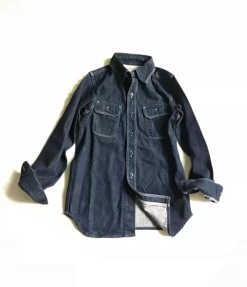 image of Kapitalhirata Hiroshi Indigo Indigo Indigo Denim Shirt in Blue, Men's (Size XS)