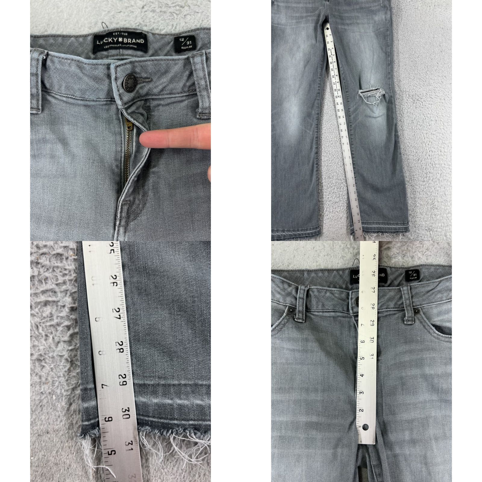 Lucky Brand Lucky Brand Jeans - Womens 12 Gray Denim 5-Pocket Regular Capri Distressed Mid Rise Size 34" / US 12 / IT 48 - 8 Thumbnail