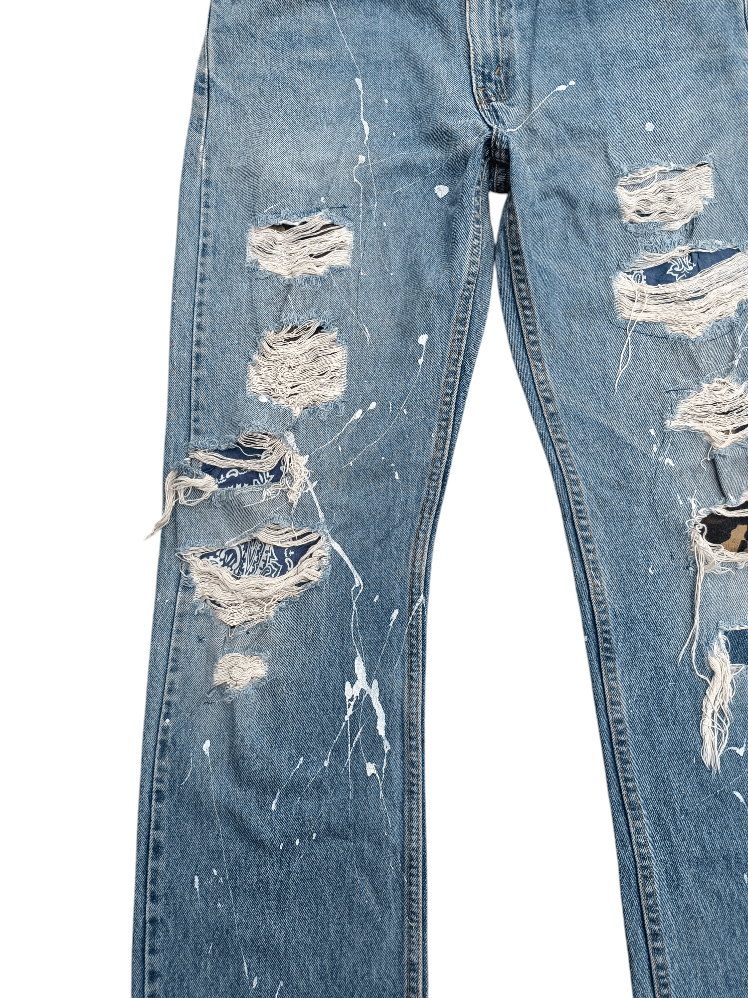 Levi's × Vintage Y2K Levis 505 Regular Straight Cut Distressed Splatter Denim Size US 32 / EU 48 - 6 Thumbnail