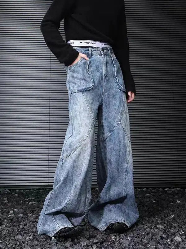 Japanese Brand VIBE Deconstructed washed distressed baggy jeans Size US 32 / EU 48 - 8 Thumbnail