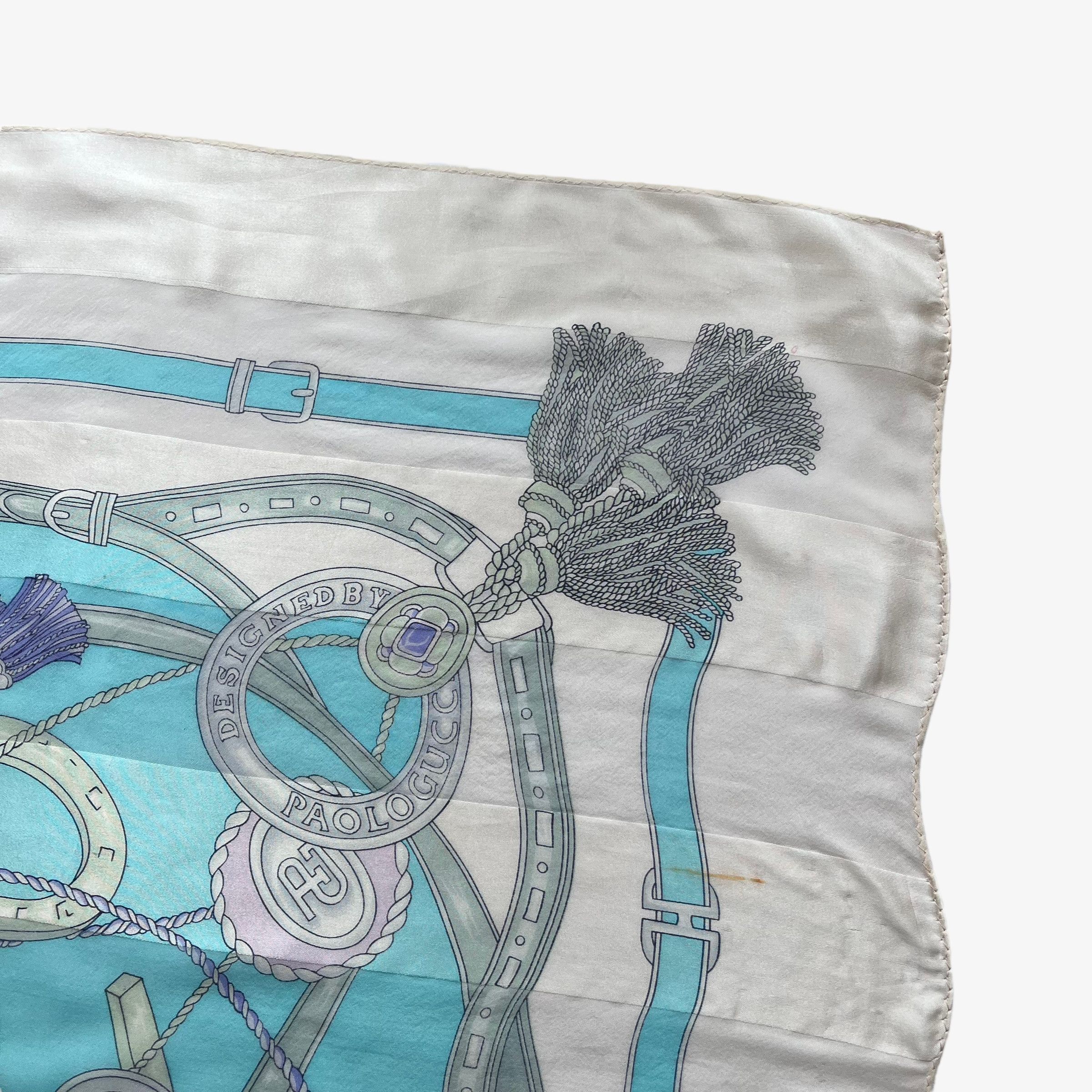Paolo Gucci Vintage 80s Paolo Gucci Jewel & Equestrian Print Silk Scarf Size ONE SIZE - 4 Thumbnail