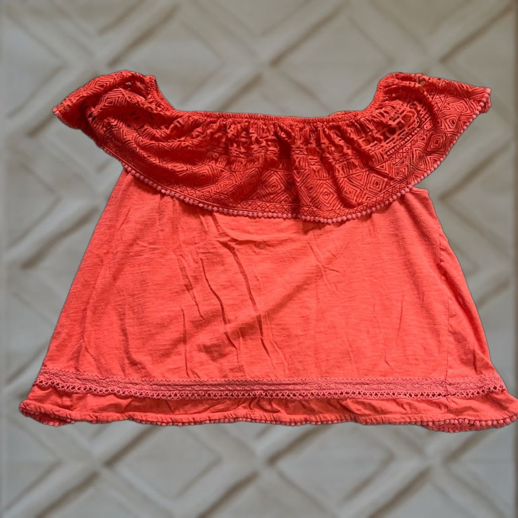 Vintage VINTAGE Lane Bryant Women's Blouse 18 Plus Off Shoulder Crocheted Cotton Casual Top Summer Womens Size XXL / US 16-18 / IT 52-54 - 1 Thumbnail