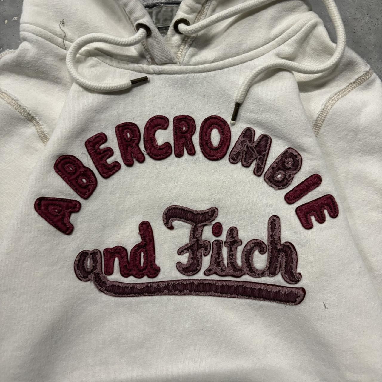Abercrombie & Fitch × Vintage Crazy Vintage Y2K/2000s Cute White Abercrombie & Fitch Spellout Hoodie! Size S / US 4 / IT 40 - 5 Thumbnail