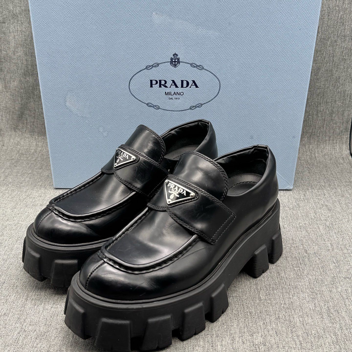 Prada Prada Monolith Leather Loafers Size 37.5 Size US 7.5 / IT 37.5 - 1 Thumbnail