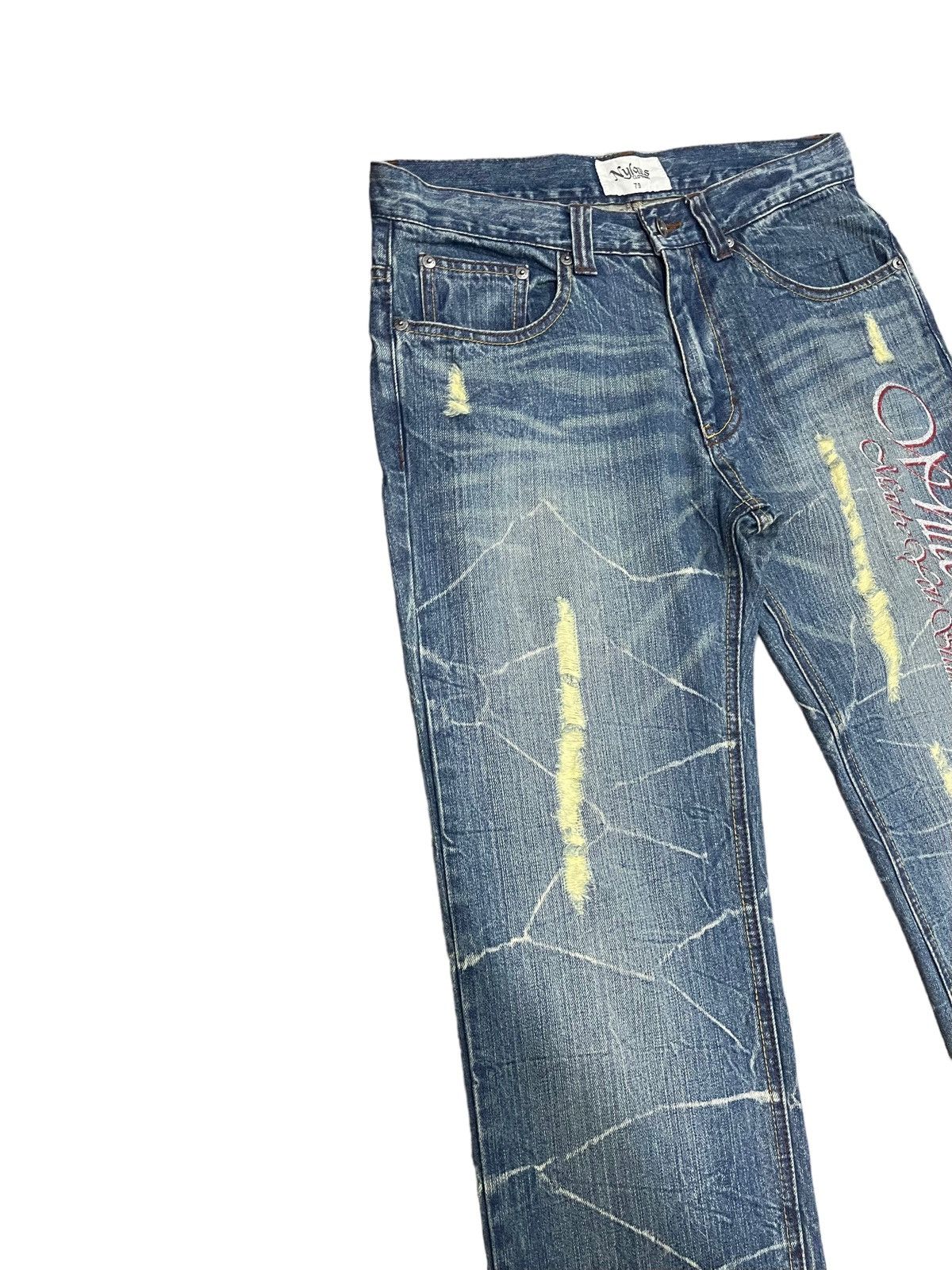 Japanese Brand × Vintage Rare ! Vintage Nylaus Clothing Distressed Flared Jeans Size US 31 - 10 Thumbnail