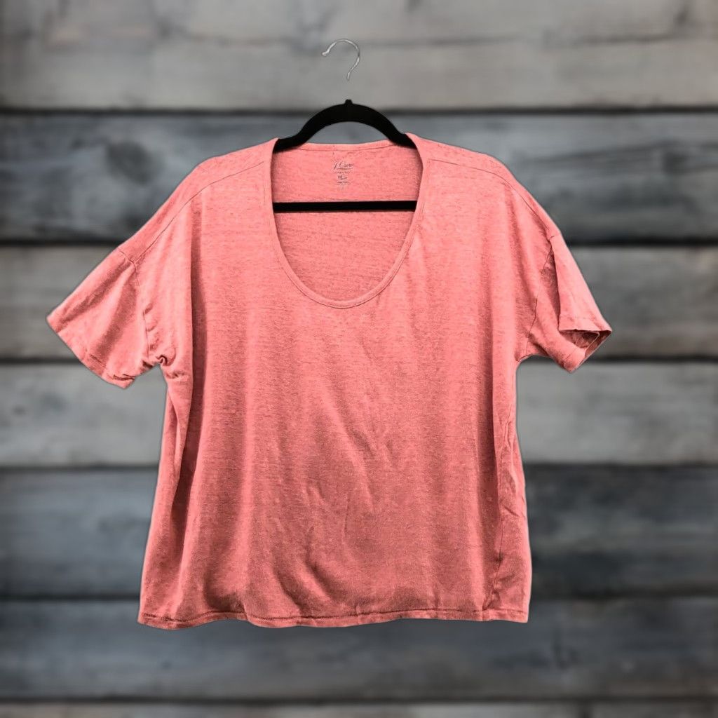 J.Crew J.CREW Linen T-Shirt Women’s Small Short Sleeve Scoop Neck Pink Casual Knit Tee Size S / US 4 / IT 40 - 1 Thumbnail