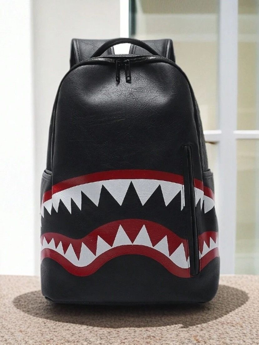 Designer Printed shark’s leather backpack Size ONE SIZE - 1 Thumbnail