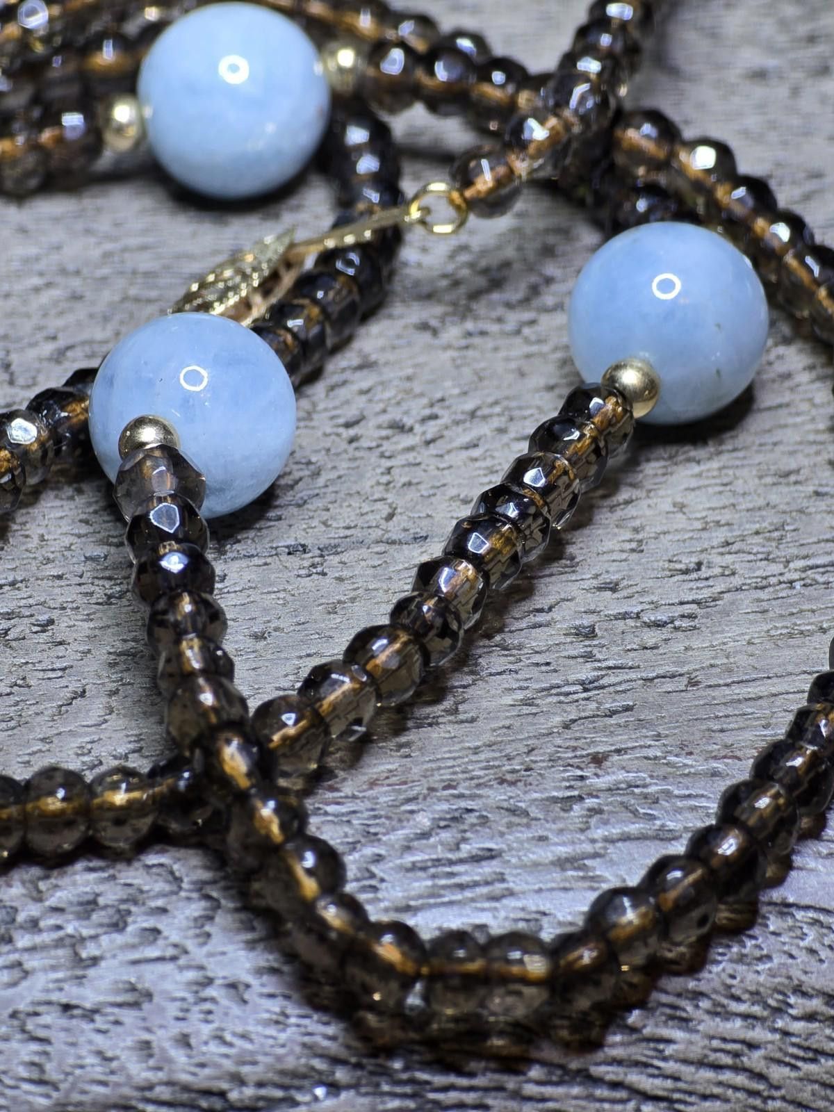 The Unbranded Brand Smoky Quartz Aquamarine Necklace 14k Gold Clasp & Spacers Size ONE SIZE - 8 Thumbnail