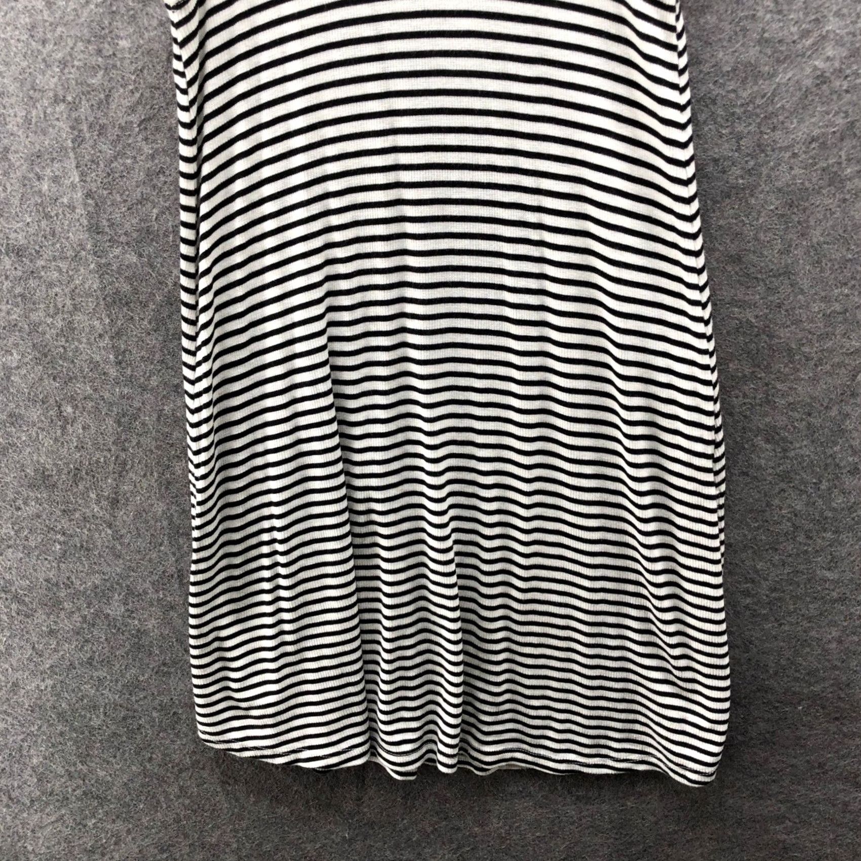 Vintage Puella Sleeveless Turtleneck Mini Dress Womens M Striped Black White Jersey Rib Size M / US 6-8 / IT 42-44 - 4 Thumbnail