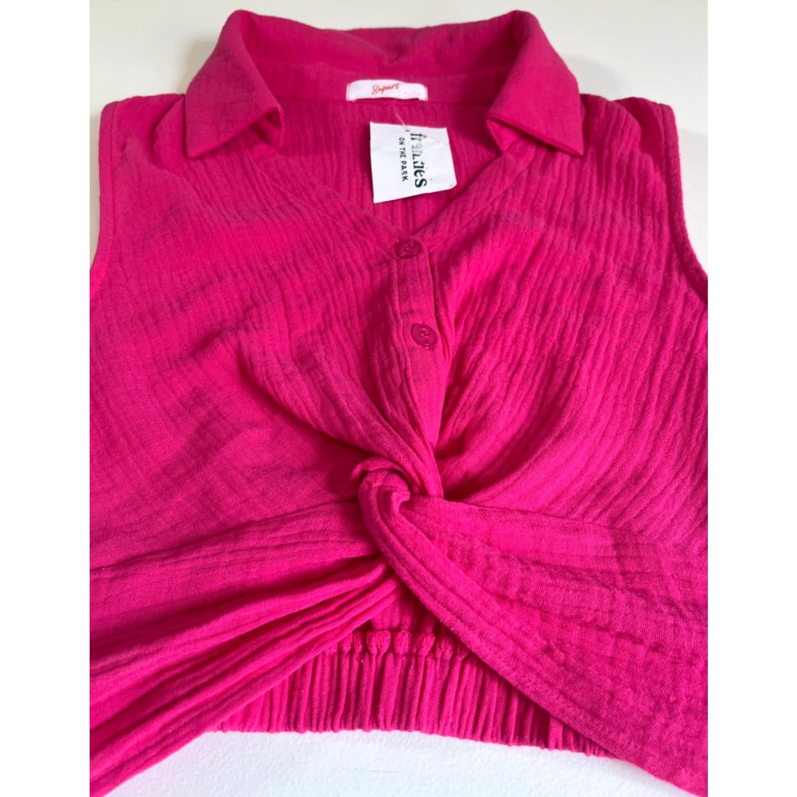 Vintage 8apart Frankie's on the Park Junior's Julle Gauze Top Cropped Tank Pink S Size S / US 4 / IT 40 - 6 Thumbnail