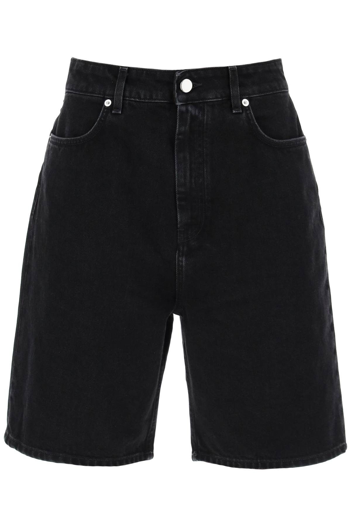 image of Loulou Studio Denim Bermuda Shorts For in Nero, Women's (Size 24)