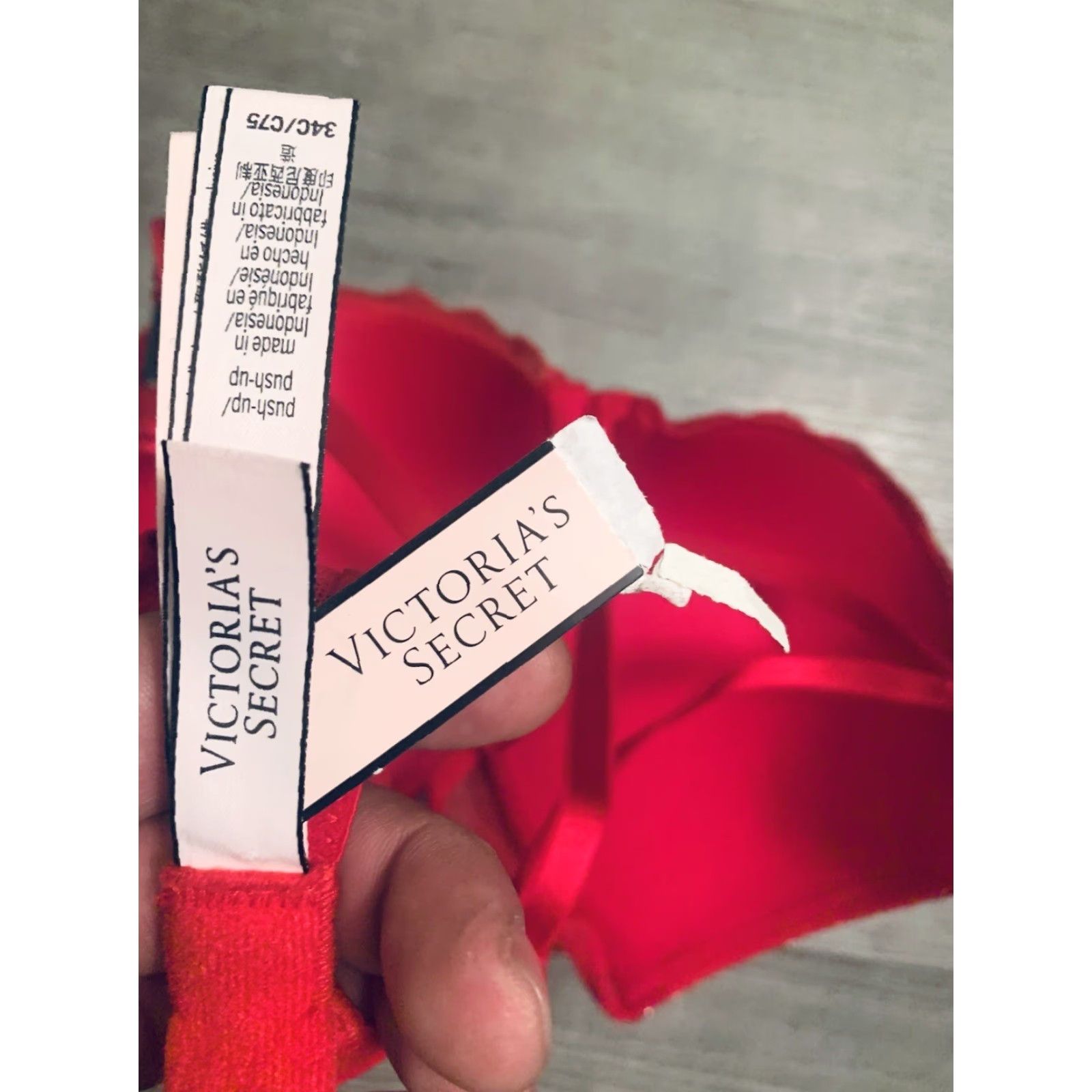 Victoria's Secret VINTAGE? Victoria's Secret PINK Pushup Bra 34C Red Womens Underwired Cup C 34 Supportive Lift Size ONE SIZE - 5 Thumbnail