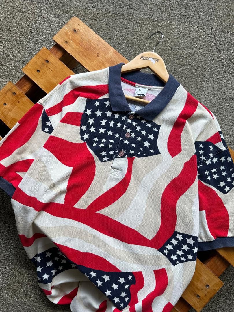 Vintage VINTAGE HEAD AMERICAN FLAG Size US XL / EU 56 / 4 - 3 Thumbnail