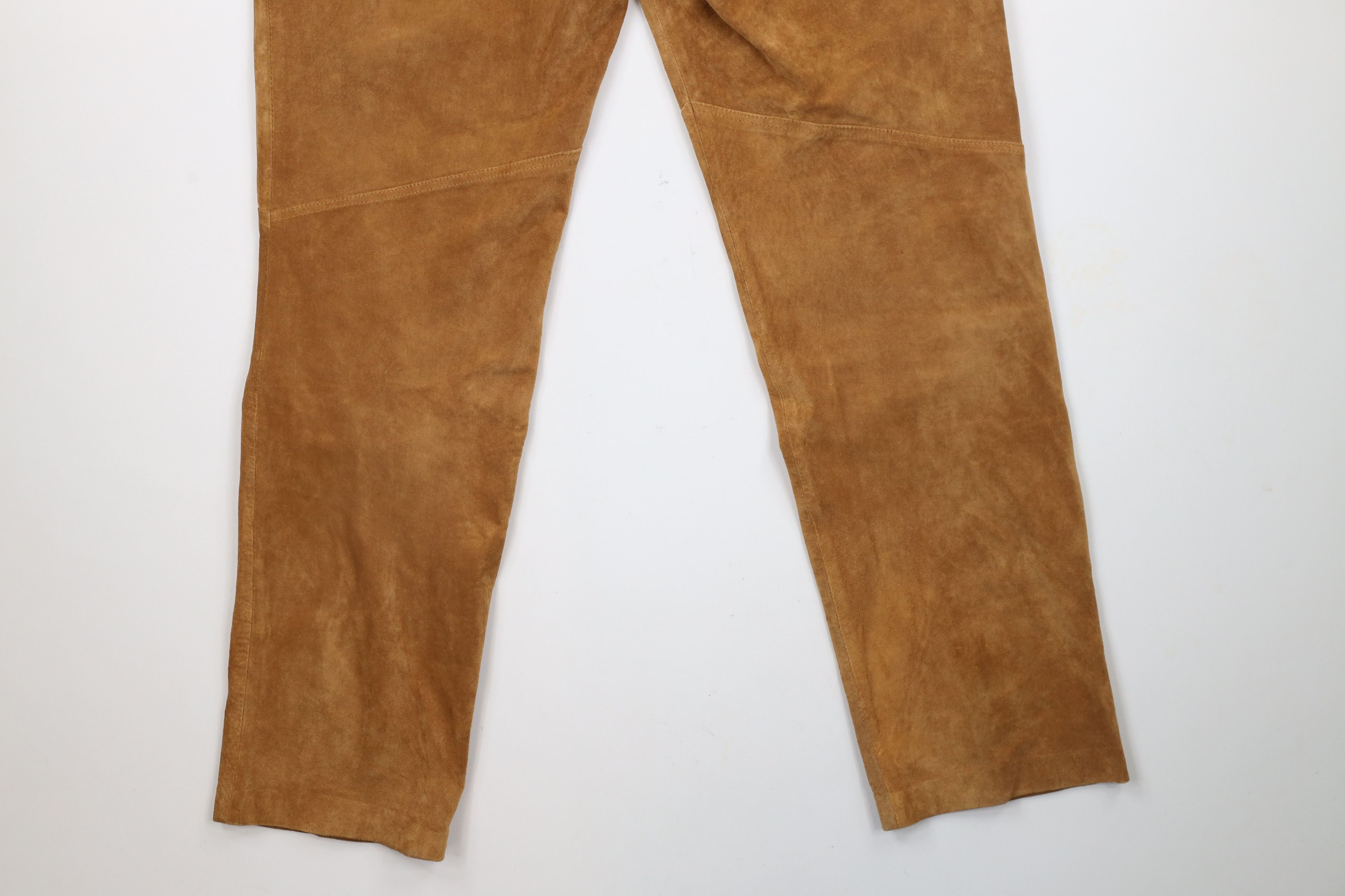Vintage Vintage 90s Streetwear Leg Suede Leather Pants Brown Size 34" / US 12 / IT 48 - 12 Thumbnail