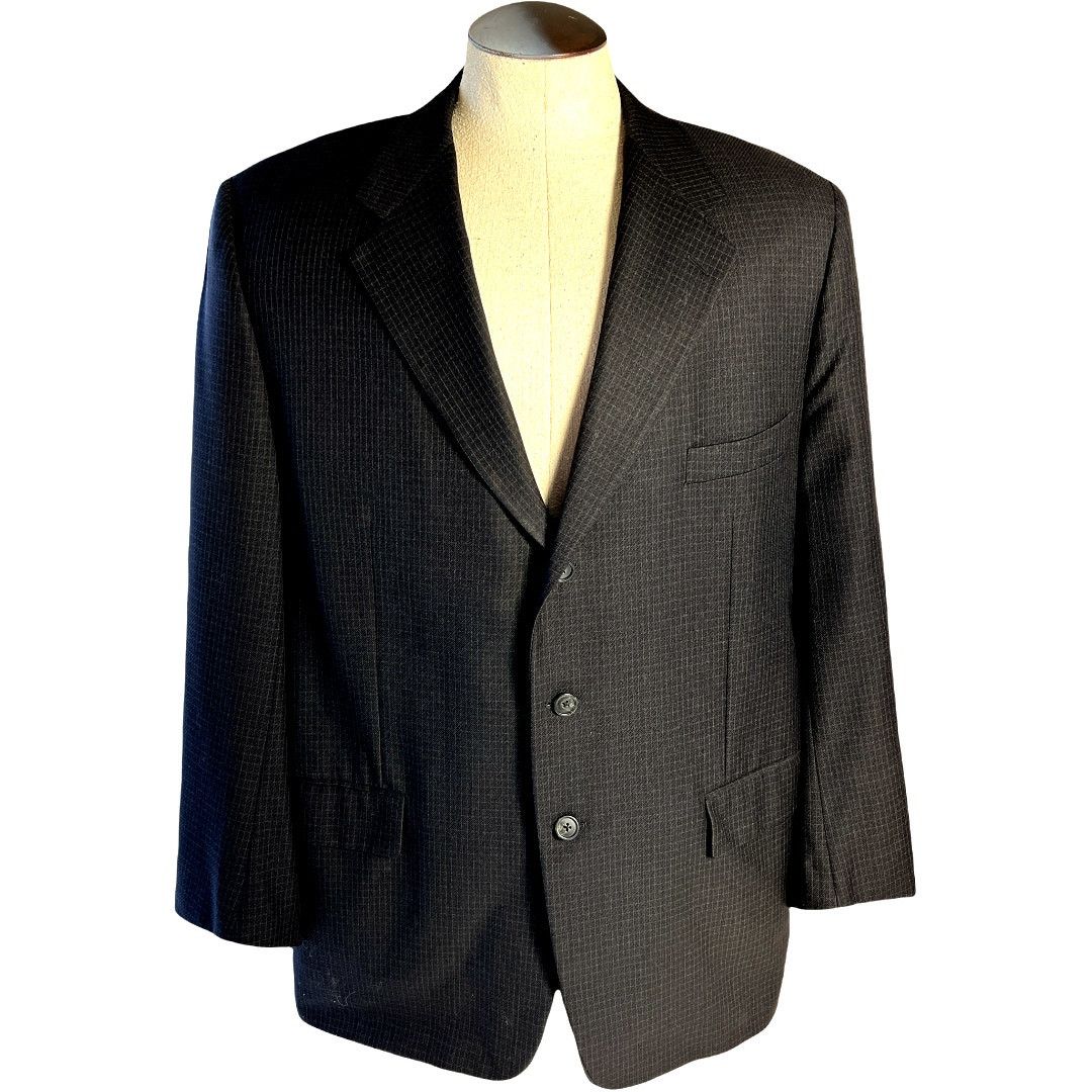 Corneliani Italy Men's Dark Grey Wool Blazer Jacket 46 L