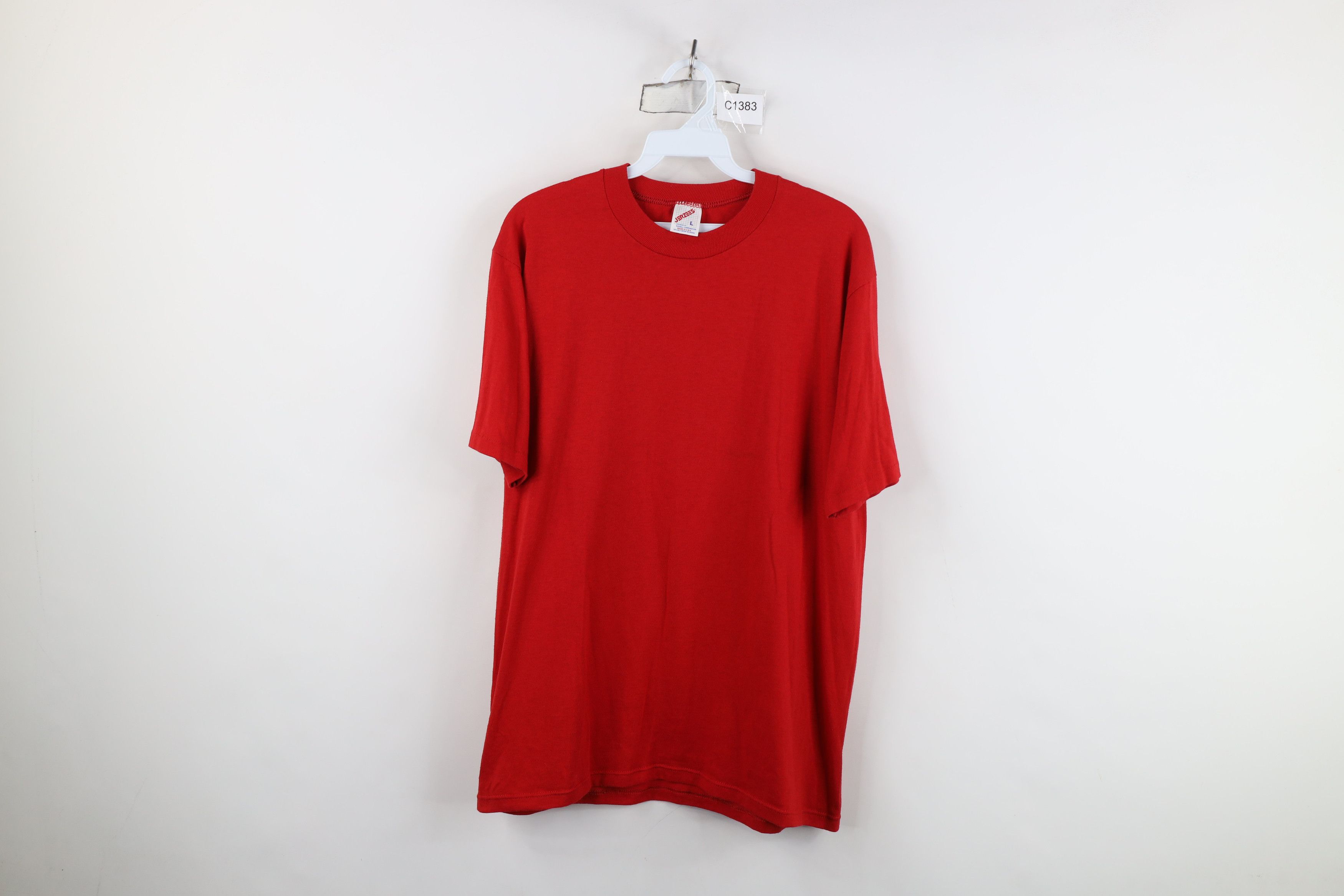 Vintage Vintage 90s Streetwear Blank Short Sleeve T-Shirt Red USA Size US L / EU 52-54 / 3 - 1 Thumbnail
