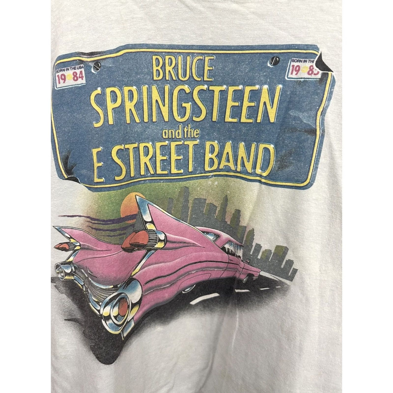 Vintage VTG 80s Bruce Springsteen & The E Street Band Born In The USA Tour T-Shirt XL Blue Mens Shirt Concert Tour Band Tees 80s Mens Size US XL / EU 56 / 4 - 3 Thumbnail