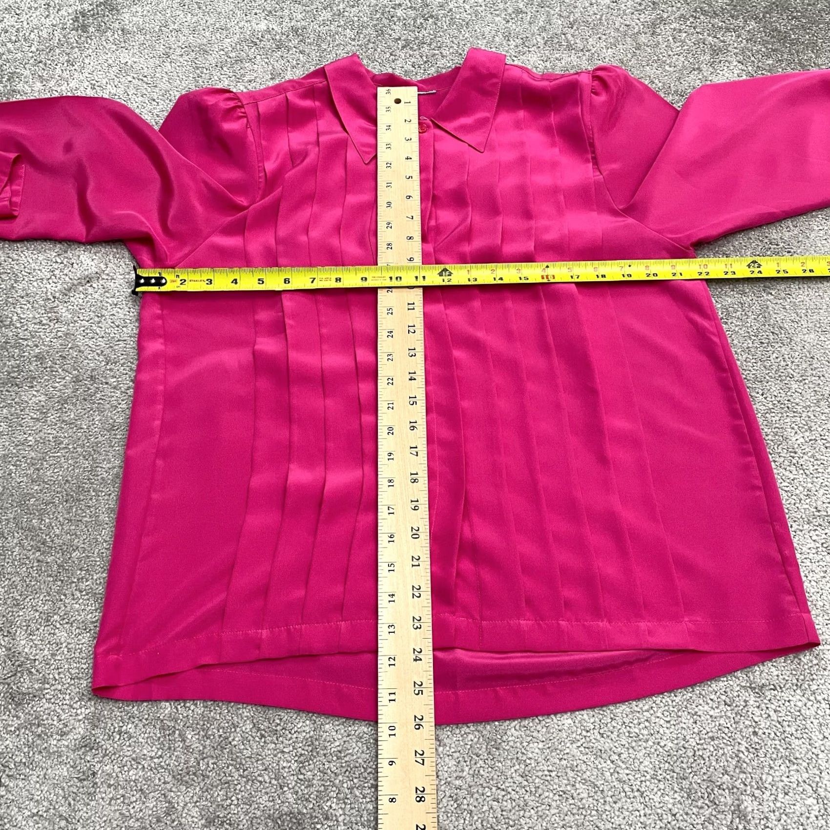 Pinko Unbranded Satin Pleated Blouse Womens Large Pink Long Sleeve Collared Padded Top Size L / US 10 / IT 46 - 3 Thumbnail