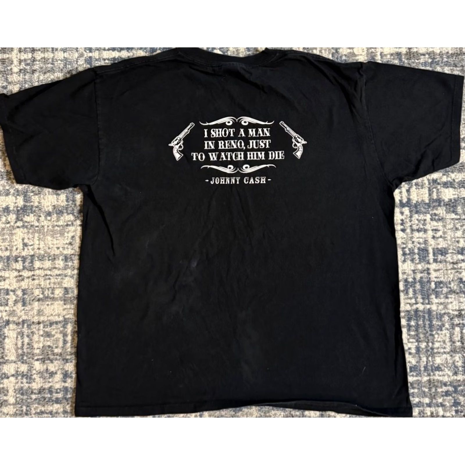 Anvil VINTAGE Johnny Cash T Shirt XL Black 90s Y2K Shot A Man In Reno Just To Watch Him Die Men Size US XL / EU 56 / 4 - 3 Thumbnail