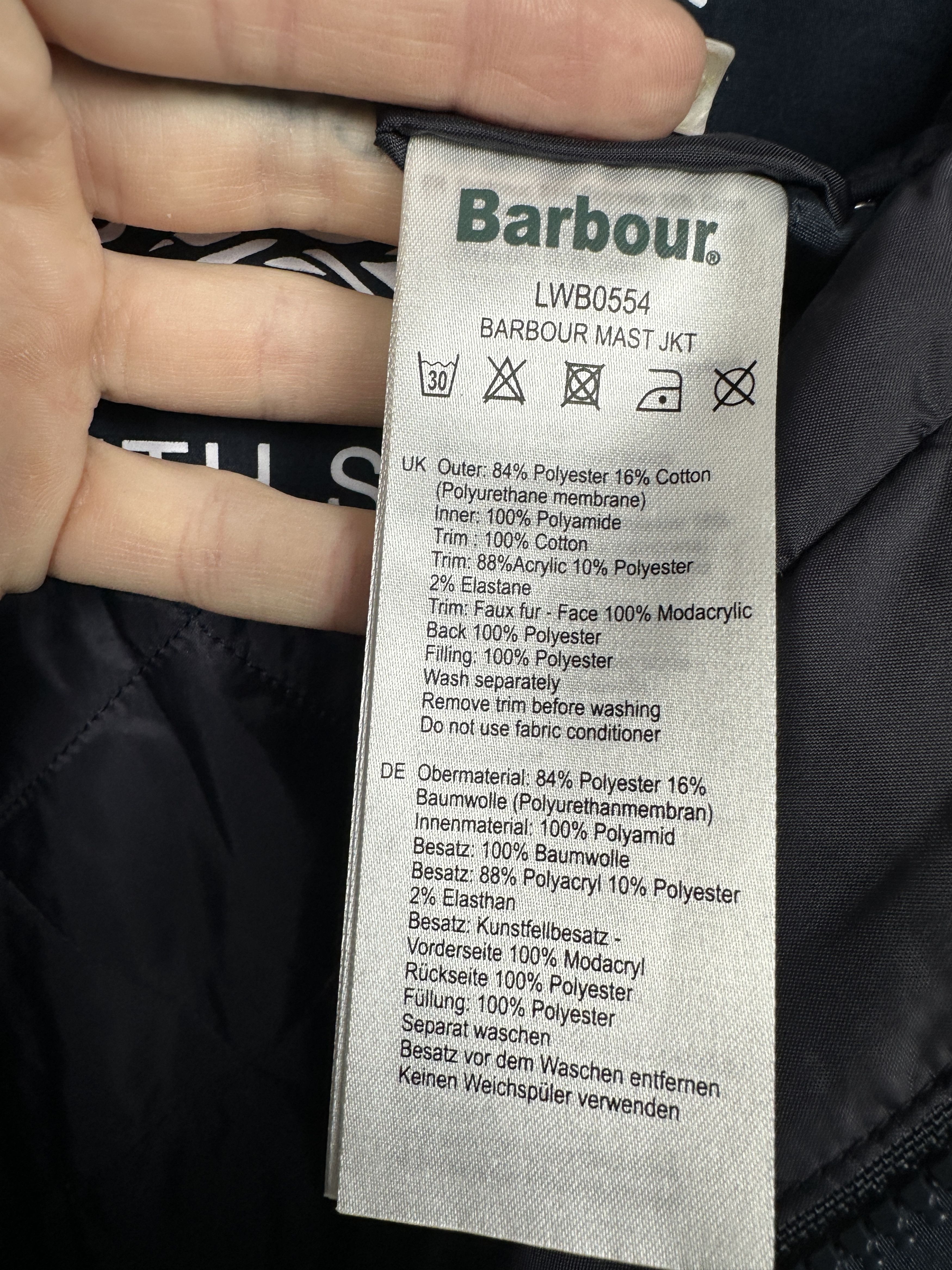 Barbour Barbour Womens Mast Waterproof Jacket Size XL / US 12-14 / IT 48-50 - 6 Thumbnail