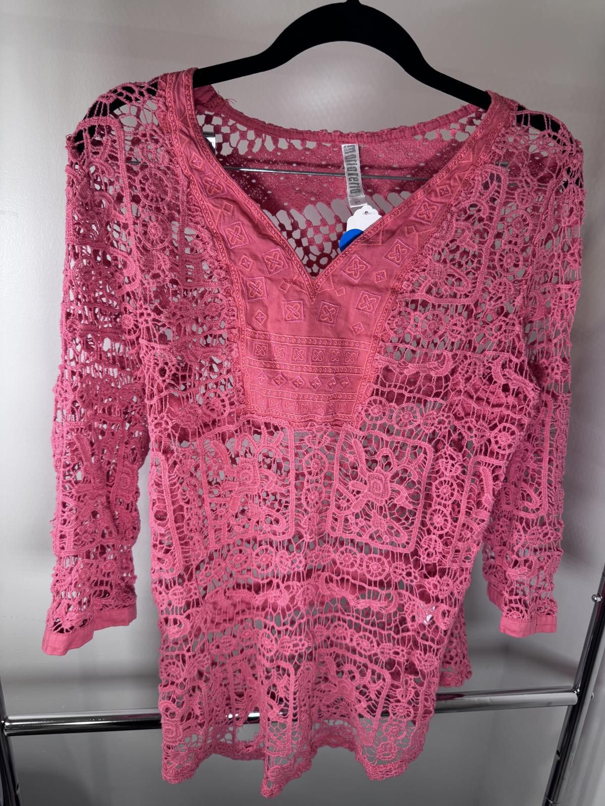 O'Neill O'Neill Women's Pink Crochet Lace Long Sleeve Top Size L / US 10 / IT 46 - 1 Thumbnail