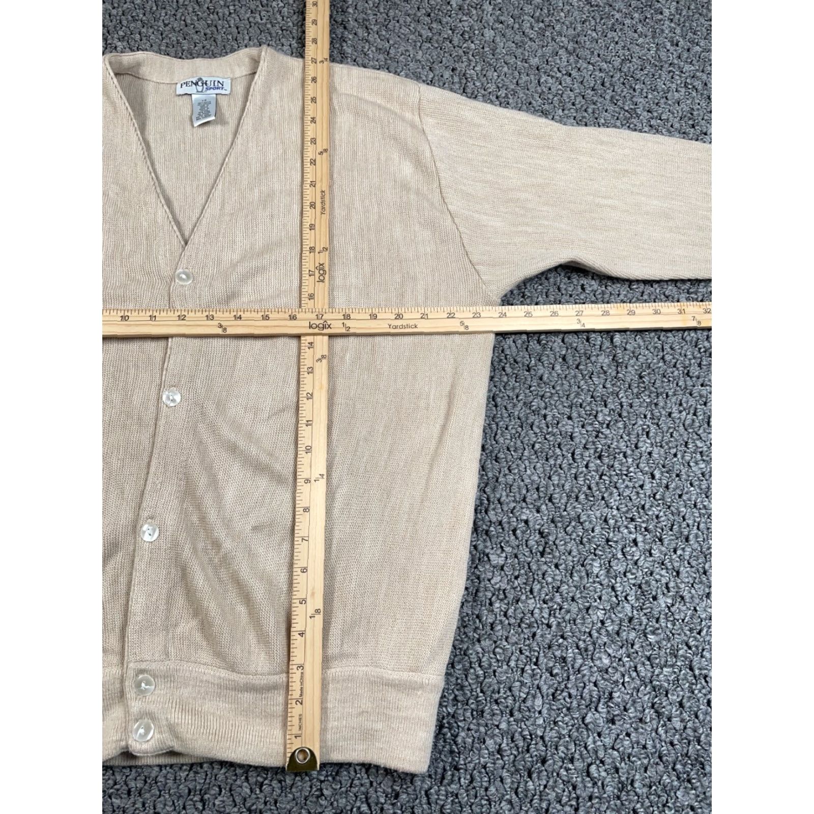 Vintage VINTAGE Penguin Cardigan Sweater Adult Large Beige Lightweight Knit 90s Preppy Mens Size US L / EU 52-54 / 3 - 6 Thumbnail