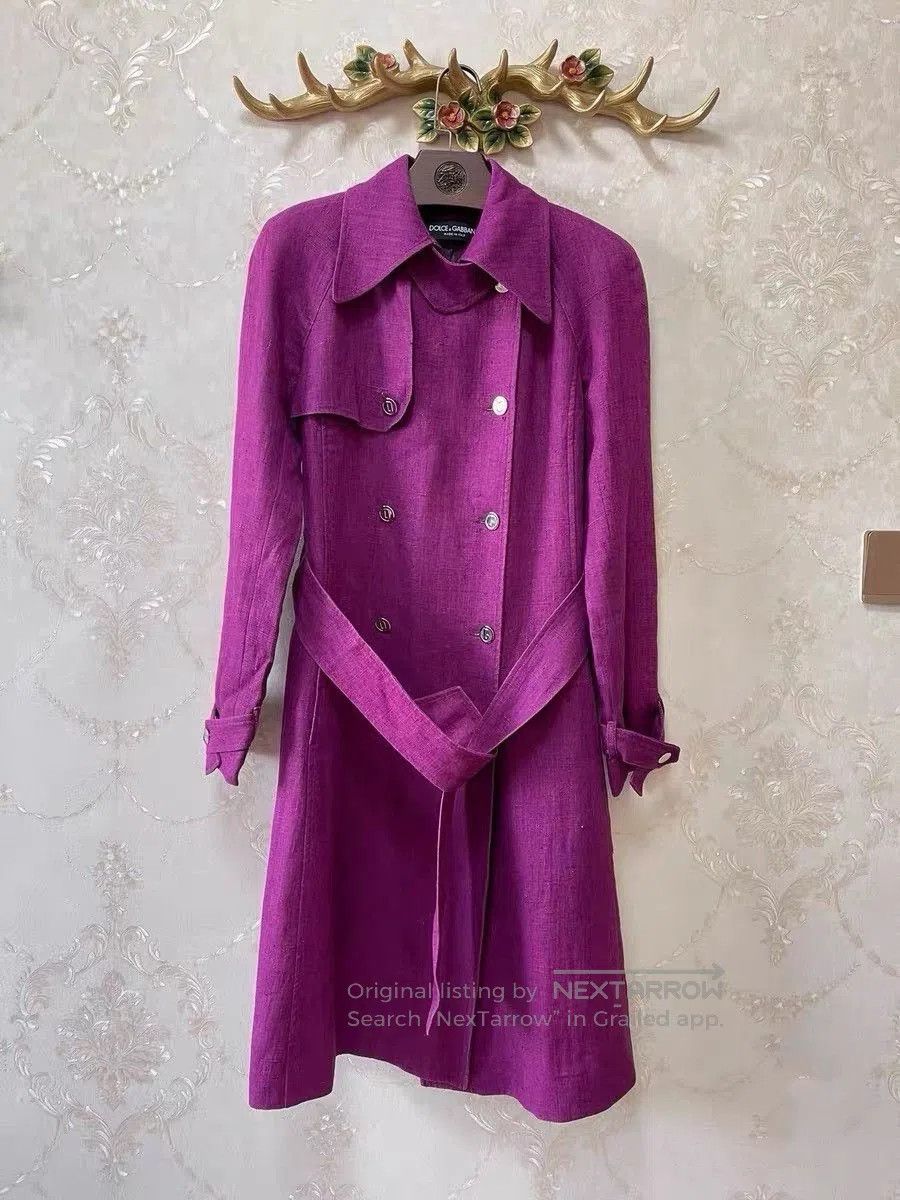 Dolce & Gabbana DG Purple Linen Trench Coat. Size S / US 4 / IT 40 - 1 Thumbnail