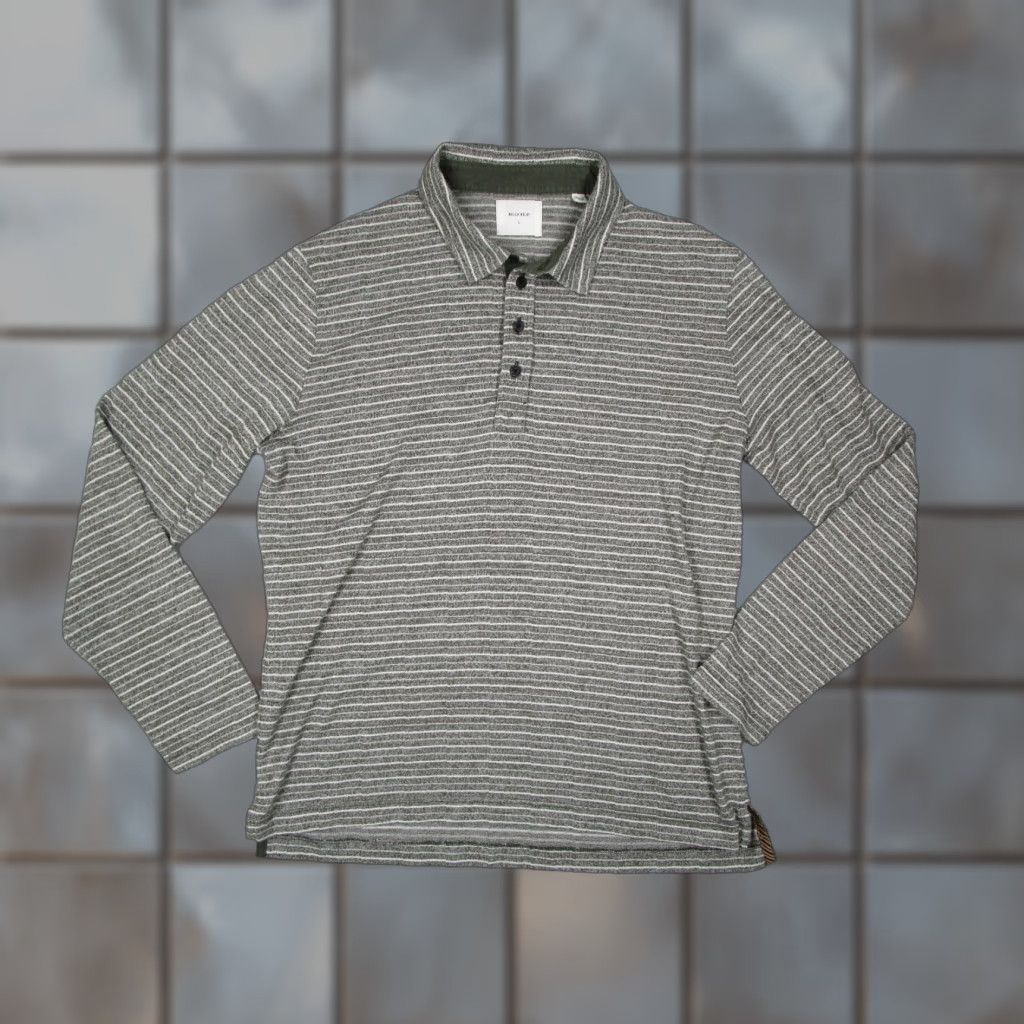 Billy Reid BILLY REID Shirt Mens Large Green Striped Polo Long Sleeve Work Golf Travel Size US L / EU 52-54 / 3 - 1 Thumbnail