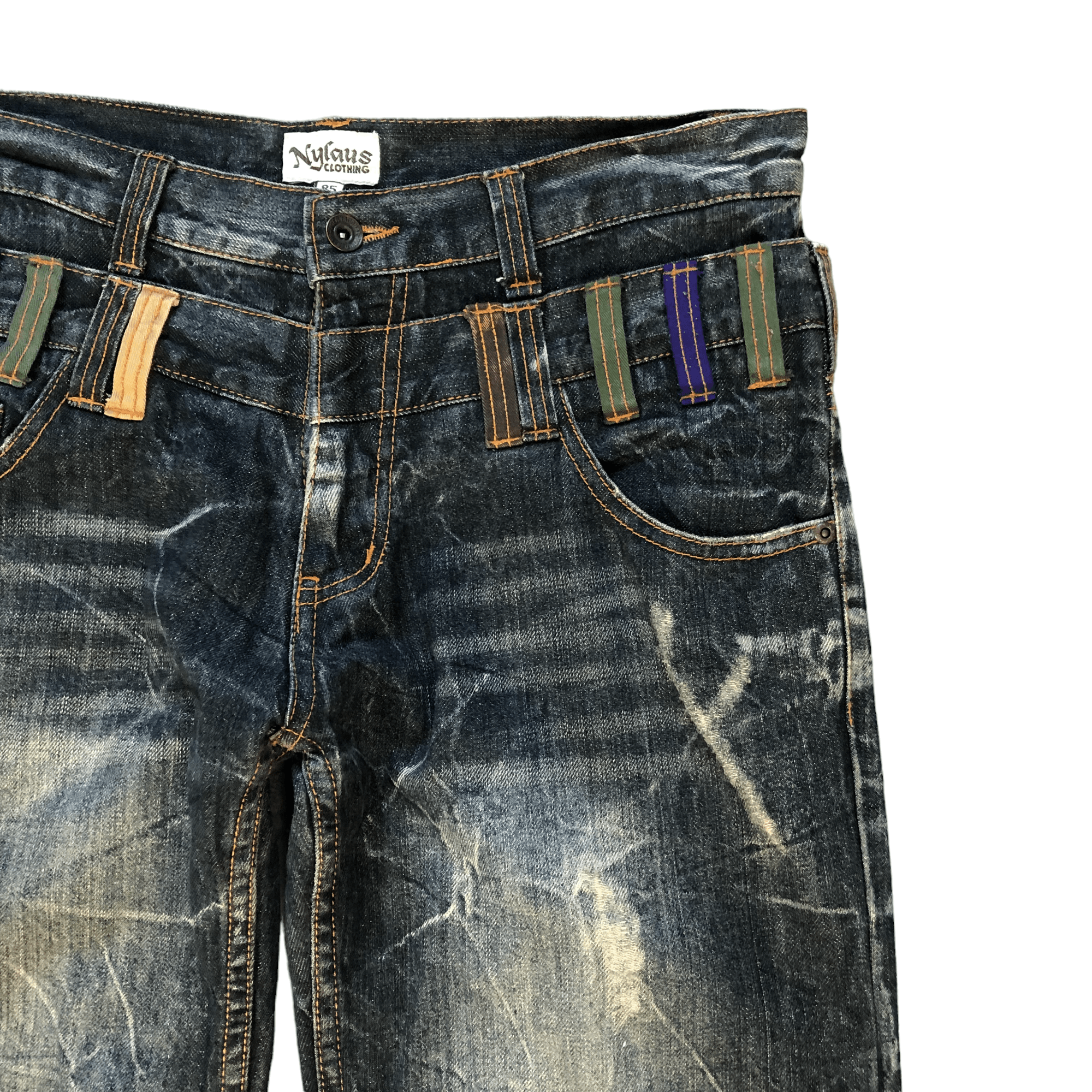 Japanese Brand NYLOUS LIMITED EDITION DOUBLE WAIST DENIM PANTS #5981-216 Size US 33 - 5 Thumbnail