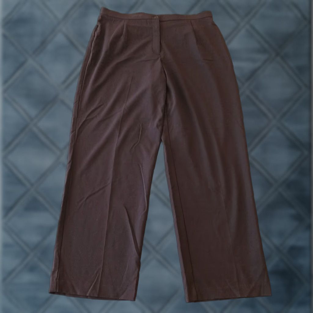 Vintage Briggs New York Dress Pants Womens Plus Size 18W Brown Pleated High Rise 36x31 Shirts? Size 40" / US 18 - 1 Thumbnail