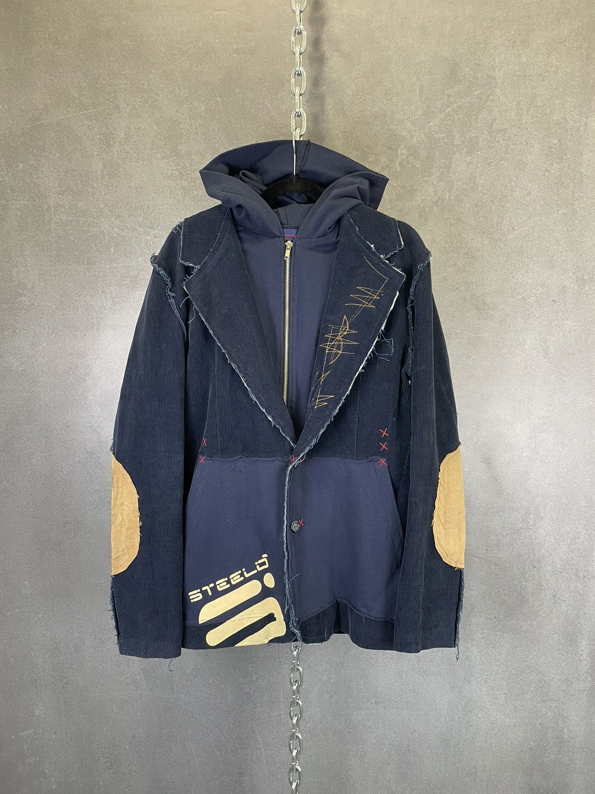 Vintage Y2K patchwork corduroy Steelo hoodie blazer jacket rare Size US M / EU 48-50 / 2 - 1 Thumbnail