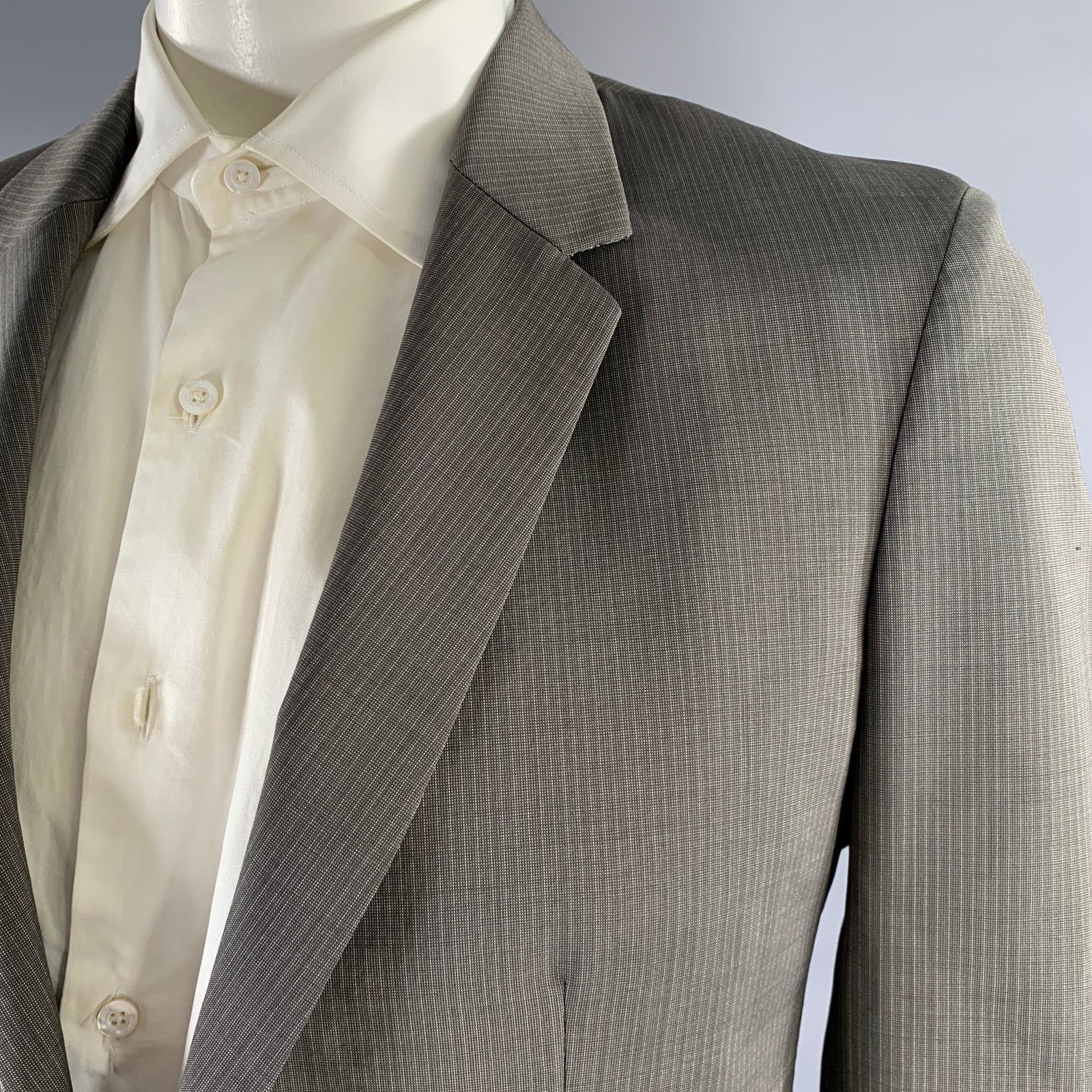 Maison Margiela MAISON MARGIELA Grey Pinstripe Wool Notch Lapel Sport Coat Size 42R - 2 Thumbnail